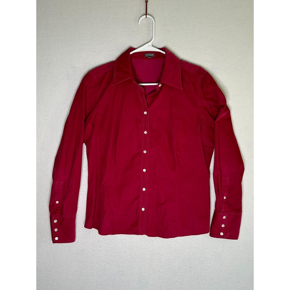 Ann Taylor Pink 100% Cotton Corduroy Button Up Collared Shirt Womens 12